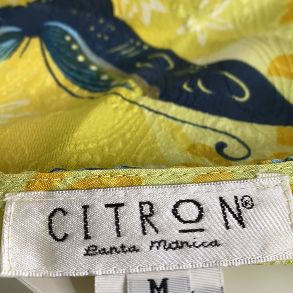 Citron Silk Butterfly Print Sleeveless Top m - Picture 5 of 5